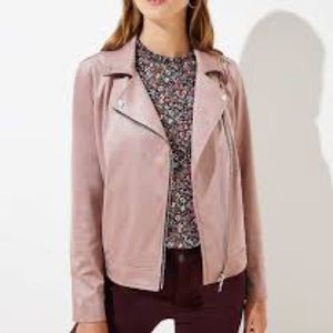LOFT Pink Suede Moto Jacket / L